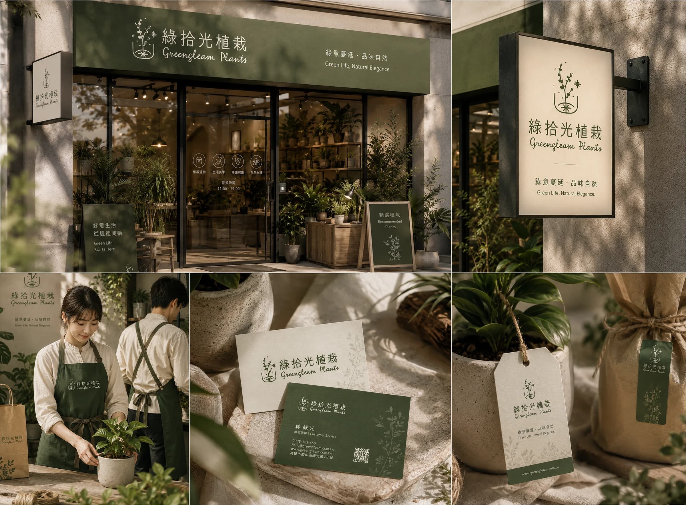 GreenGleam Plants brand application showcase