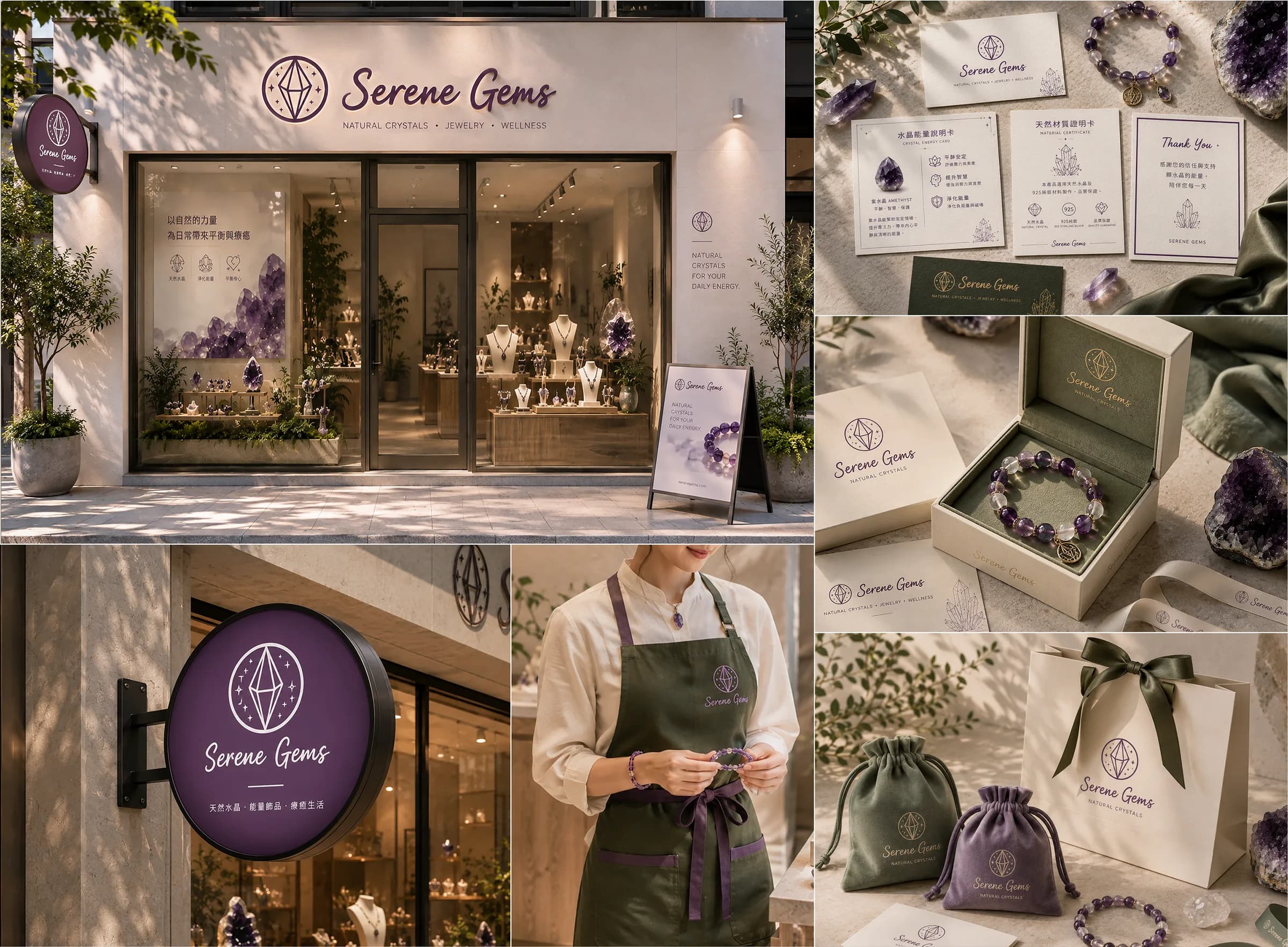 Serene Gems brand application showcase