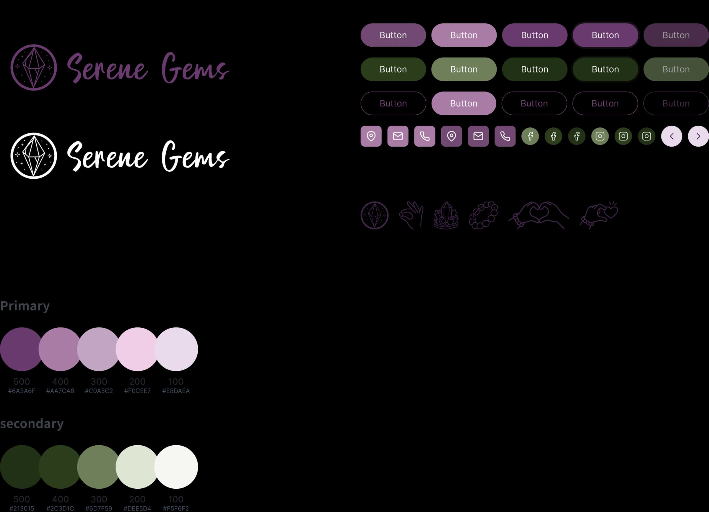 Serene Gems complete design system showcase