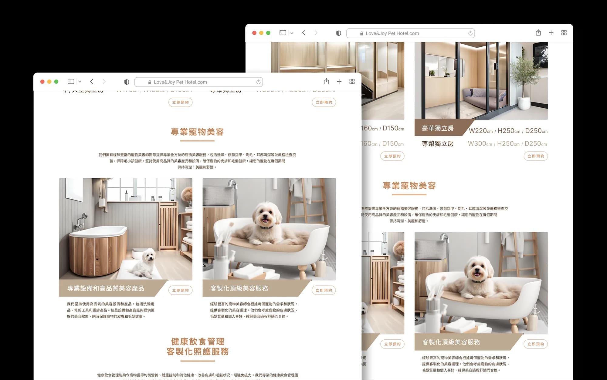 Love Joy Pet Hotel services and room type design decision showcase