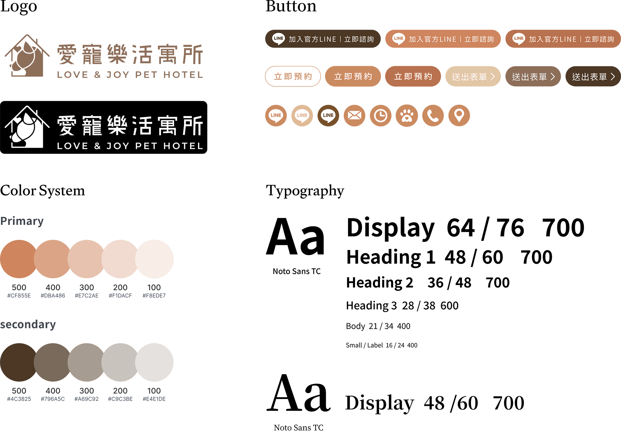 Love Joy Pet Hotel complete design system showcase